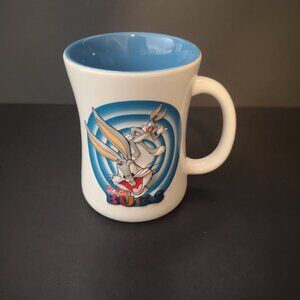 Vintage Warner Bros. Six Flags Ceramic 3D Bugs Bunny Mug 4.5" Tall Blue Interior